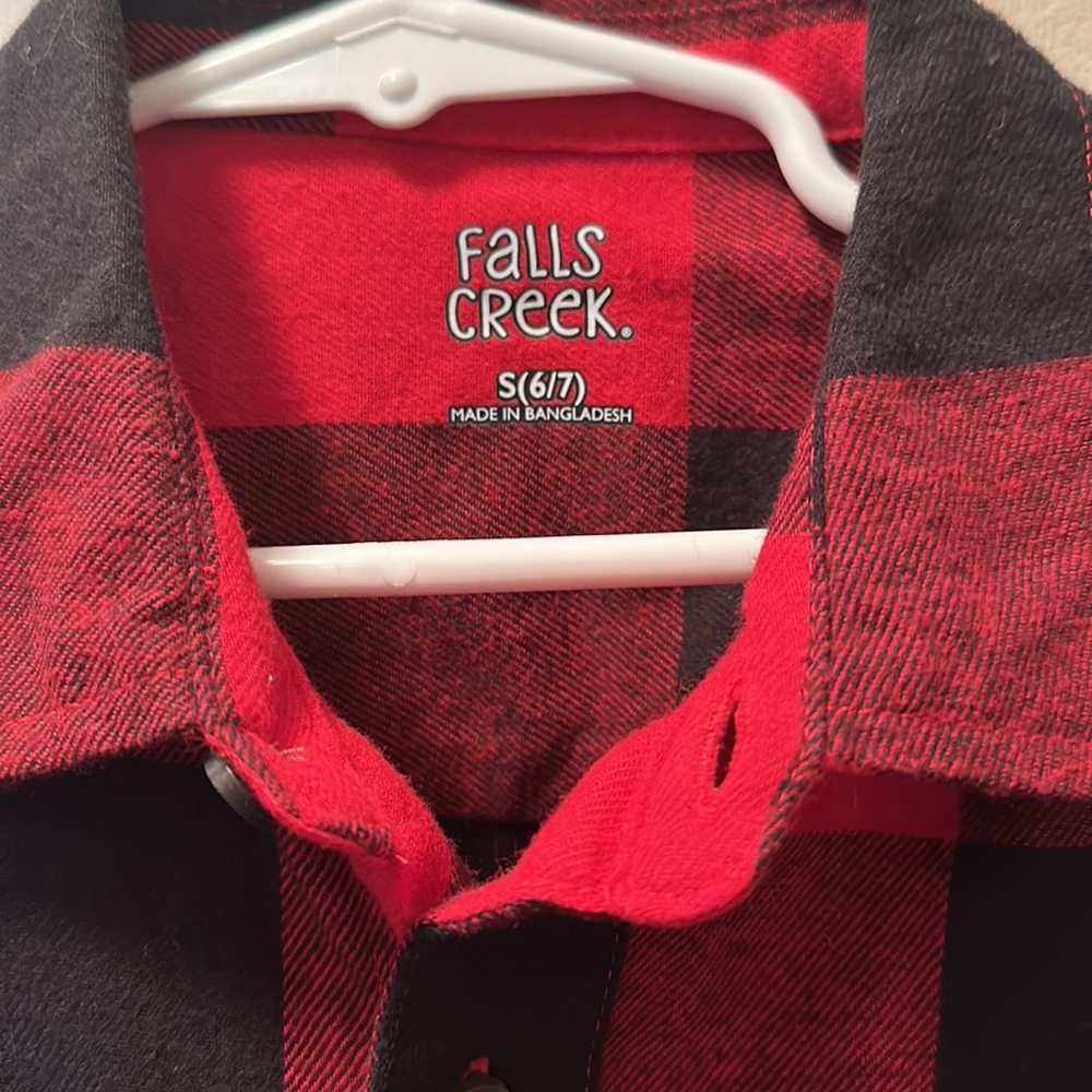 Falls Creek Boys flannel Buffalo check button down Small 6 7 - Picture 4 of 4